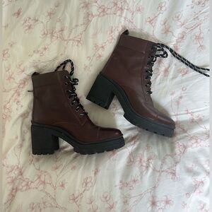 M. Gemi Brown Leather Lace Up Boots